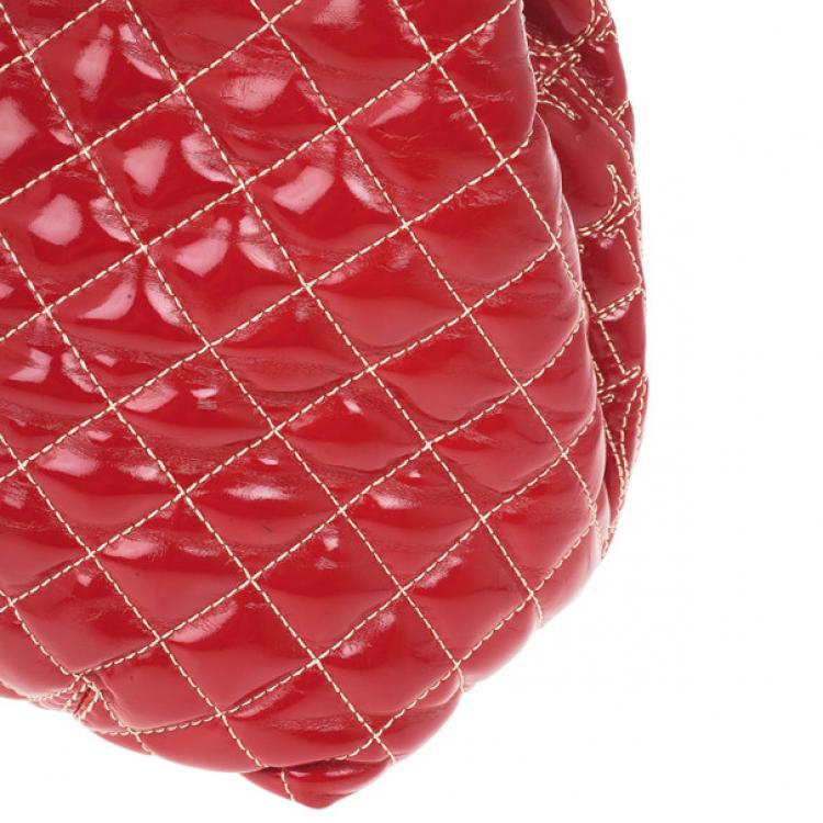 Pre Owned Carolina Herrera Red Quilted Monogram Tote