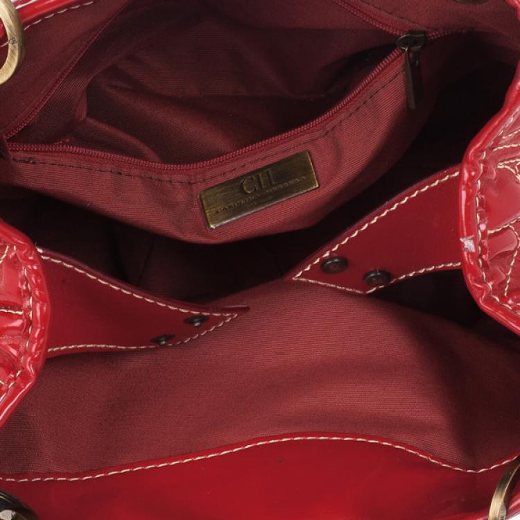 Pre Owned Carolina Herrera Red Quilted Monogram Tote