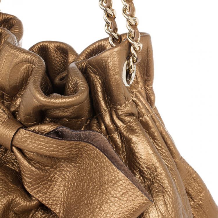 Pre Owned Carolina Herrera Gold Monogram Embossed Bag