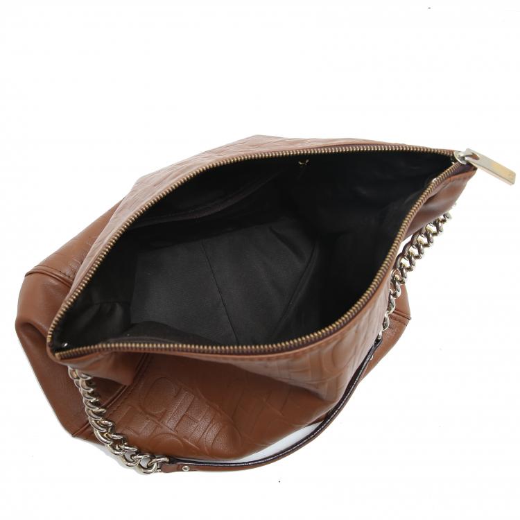 Pre Owned Carolina Herrera Brown Leather Chain Shoulder Bag