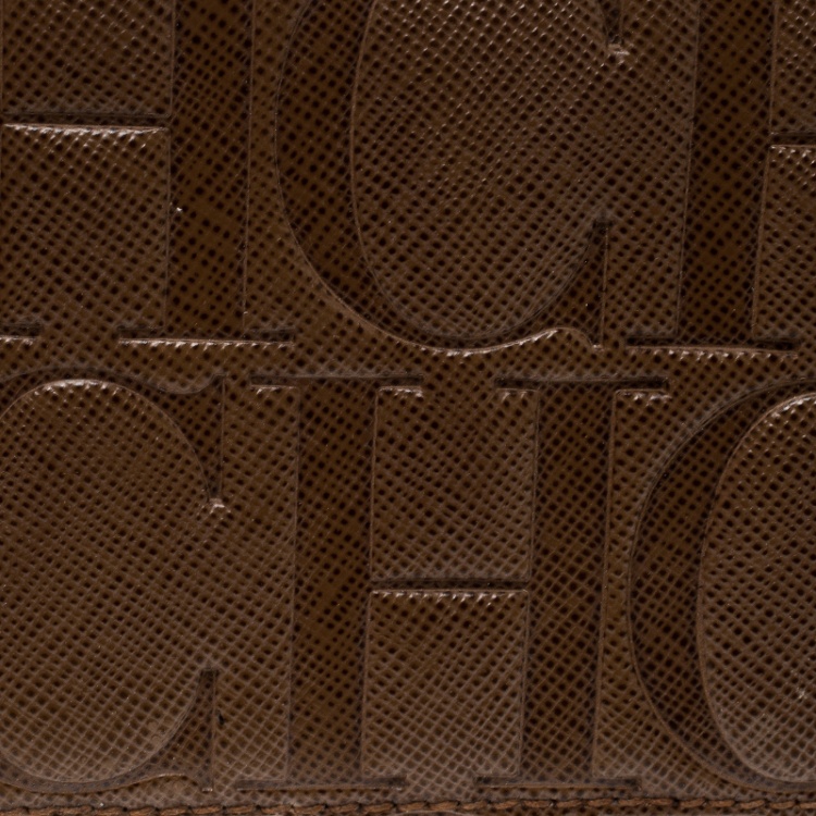Pre Owned Carolina Herrera Brown Monogram Leather Continental Wallet