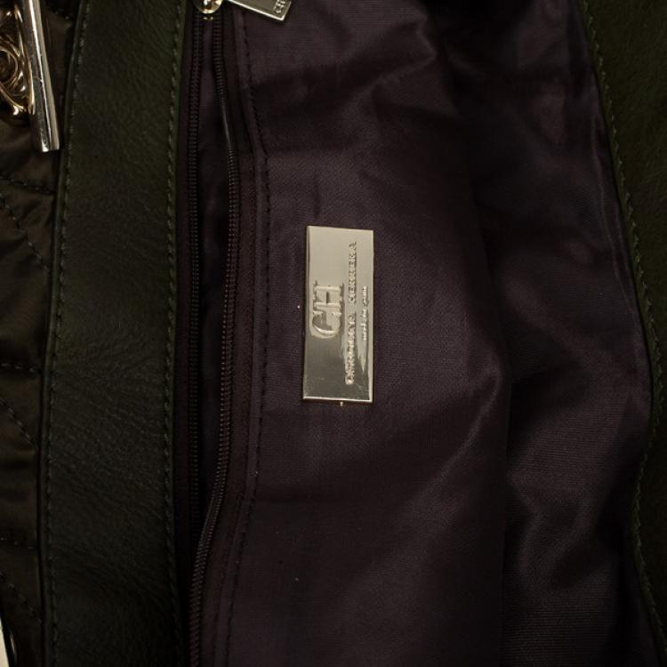 Pre Owned Carolina Herrera Green Nylon Quilted Tote