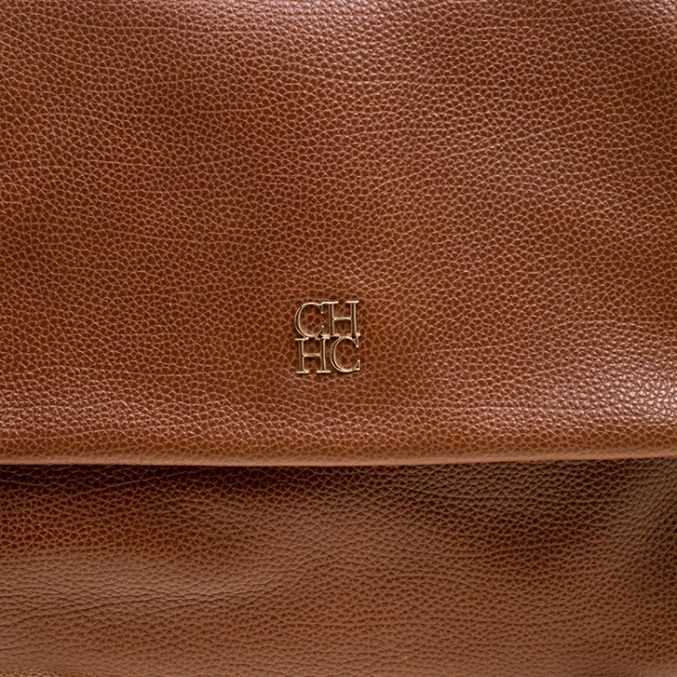 Pre Owned Carolina Herrera Brown Leather Minueto Flap Bag