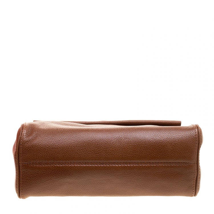 Pre Owned Carolina Herrera Brown Leather Minueto Flap Bag