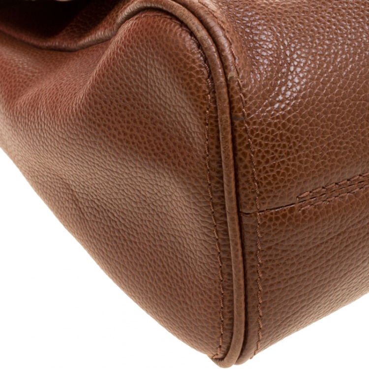 Pre Owned Carolina Herrera Brown Leather Minueto Flap Bag