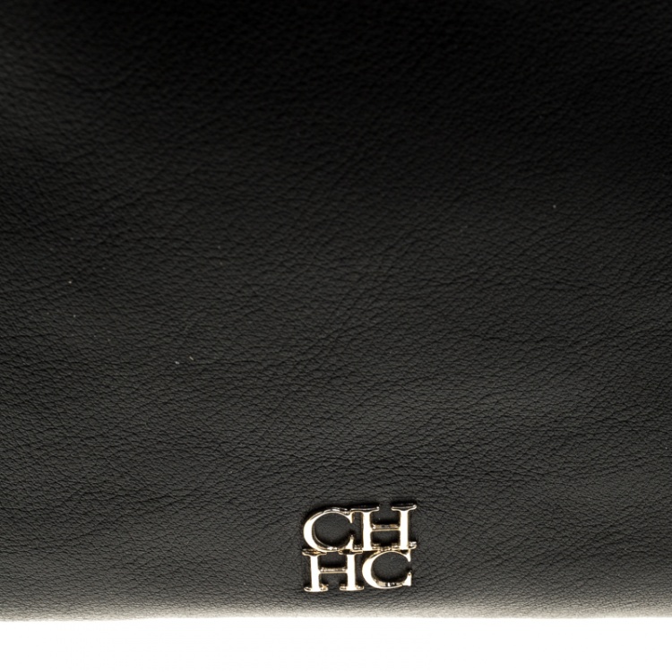 Pre Owned Carolina Herrera Black Leather Shoulder Bag