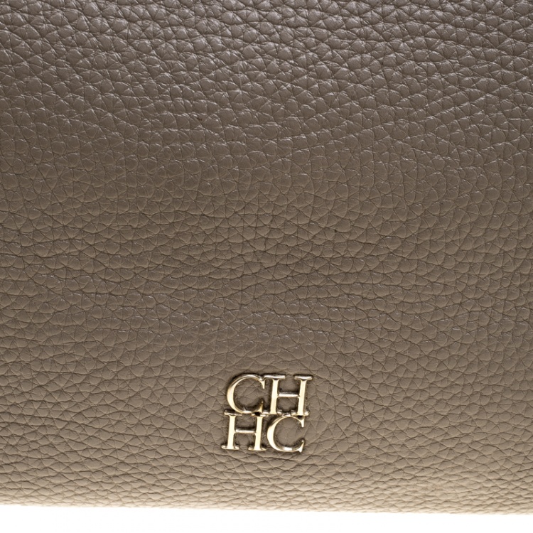 Pre Owned Carolina Herrera Beige Leather Hobo