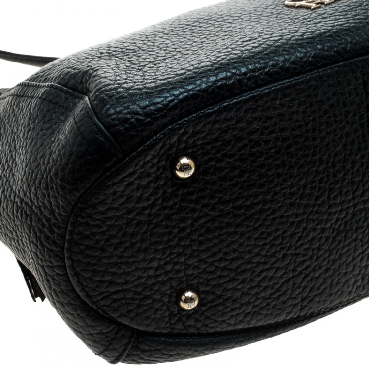 Pre Owned Carolina Herrera Black Pebbled Leather Hobo