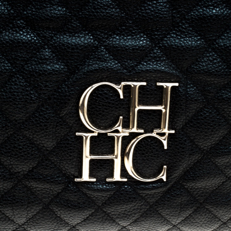 Pre Owned Carolina Herrera Black Quilted Leather Shoulder Bag