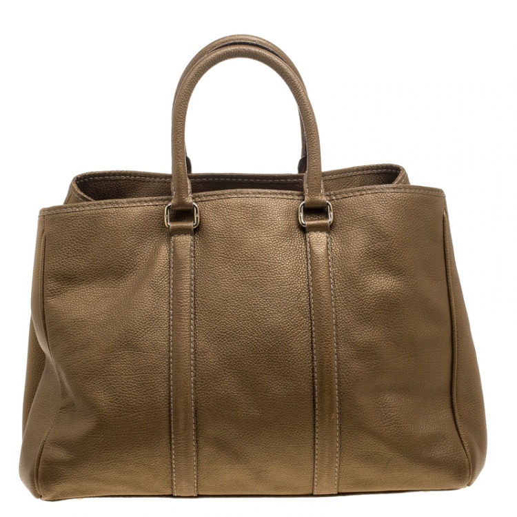 Pre Owned Carolina Herrera Gold Leather Matteo Tote