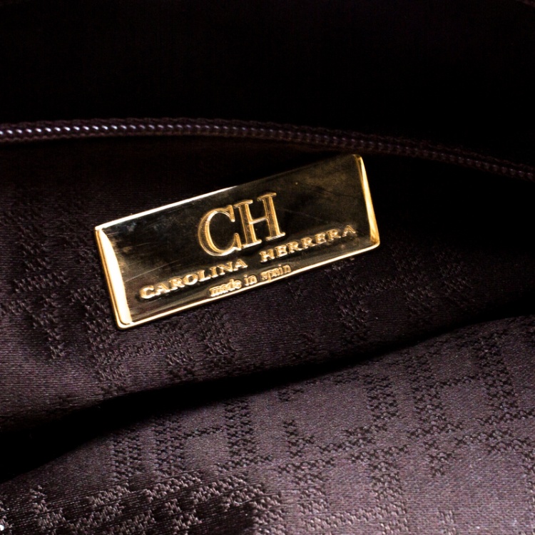 Pre Owned Carolina Herrera Gold Leather Matteo Tote