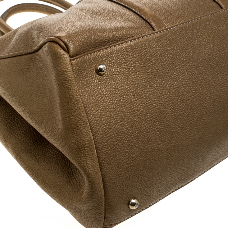 Pre Owned Carolina Herrera Gold Leather Matteo Tote