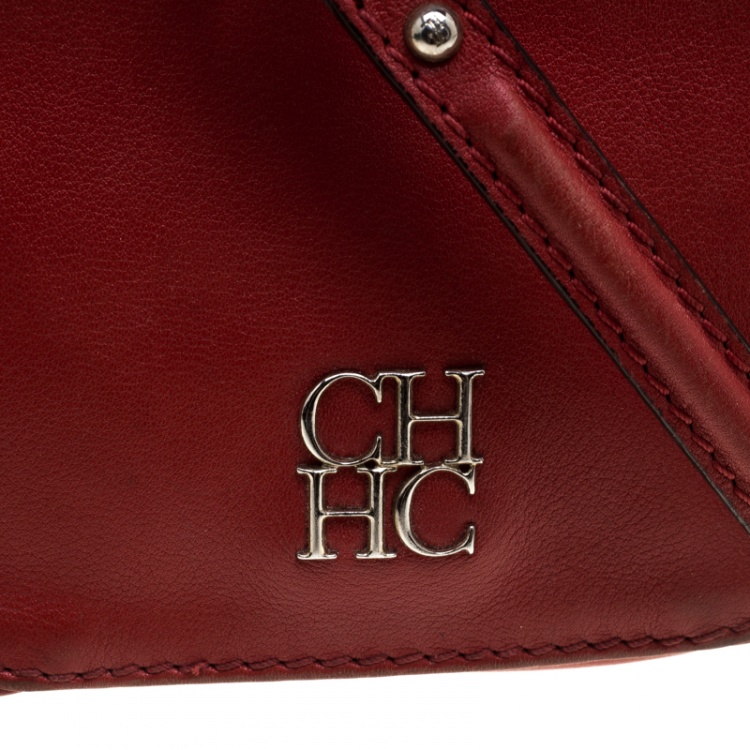 Pre Owned Carolina Herrera Red Leather New Baltazar Shoulder Bag