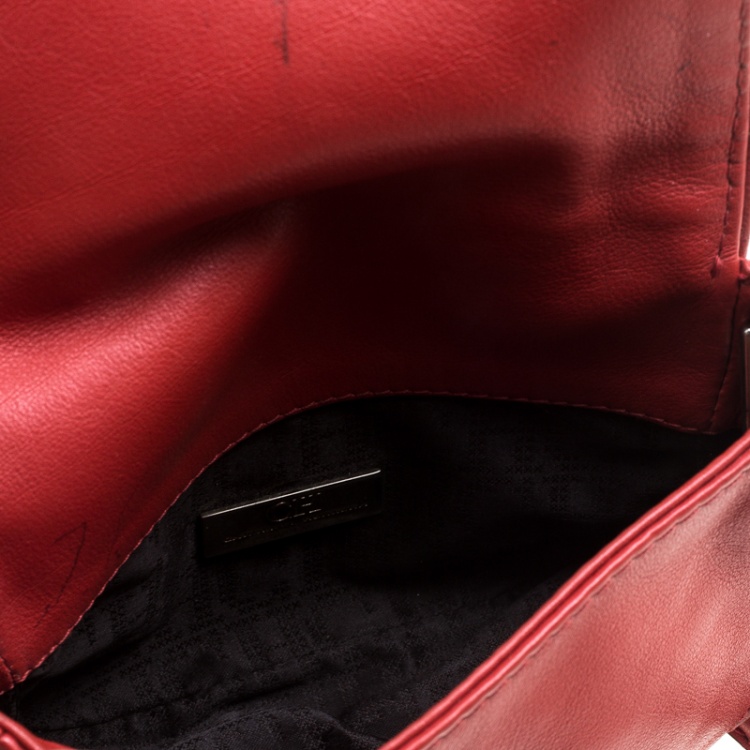 Pre Owned Carolina Herrera Red Leather New Baltazar Shoulder Bag