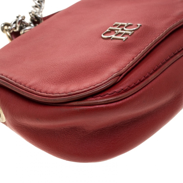 Pre Owned Carolina Herrera Red Leather New Baltazar Shoulder Bag