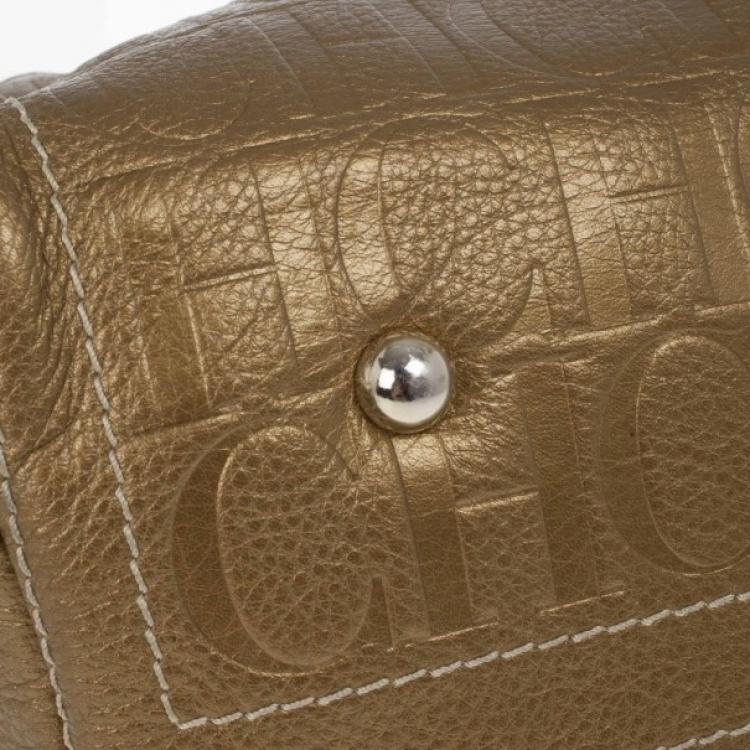 Pre Owned Carolina Herrera Bronze Leather Andy Boston Bag