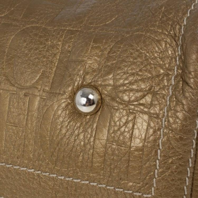 Pre Owned Carolina Herrera Bronze Leather Andy Boston Bag