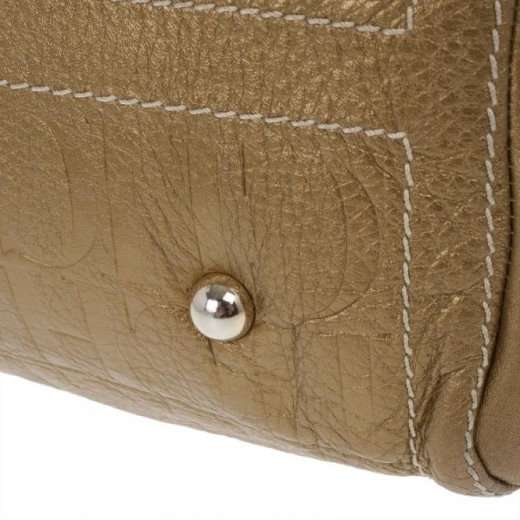 Pre Owned Carolina Herrera Bronze Leather Andy Boston Bag