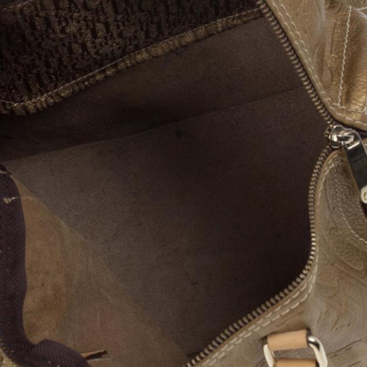 Pre Owned Carolina Herrera Bronze Leather Andy Boston Bag