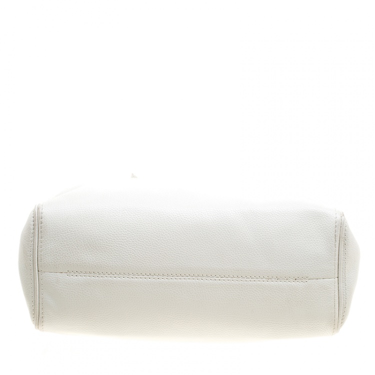 Pre Owned Carolina Herrera White Leather Shopper Tote