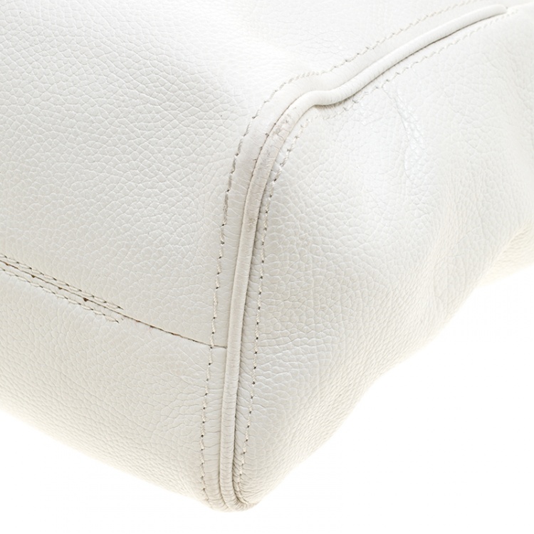 Pre Owned Carolina Herrera White Leather Shopper Tote