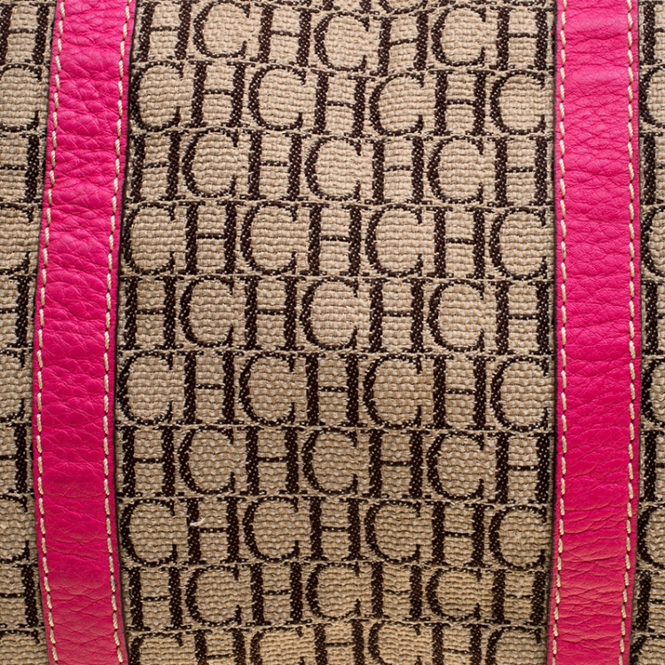 Pre Owned Carolina Herrera Multicolor Monogram Canvas and Leather Andy Boston Bag