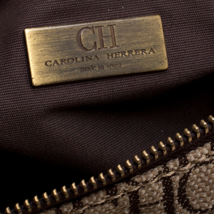 Pre Owned Carolina Herrera Multicolor Monogram Canvas and Leather Andy Boston Bag