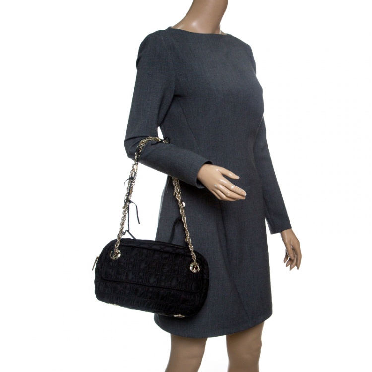 Pre Owned Carolina Herrera Black Monogram Nylon Shoulder Bag