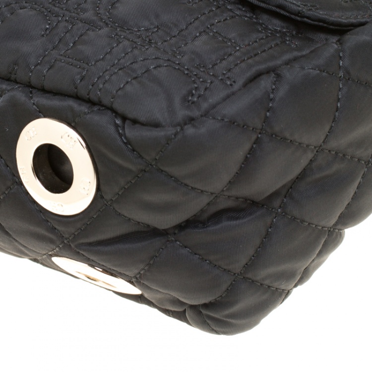 Pre Owned Carolina Herrera Black Monogram Nylon Shoulder Bag