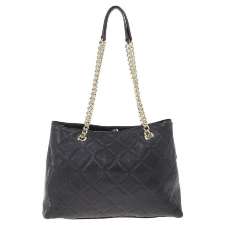 Pre Owned Carolina Herrera Black Quilted Shopper Tote