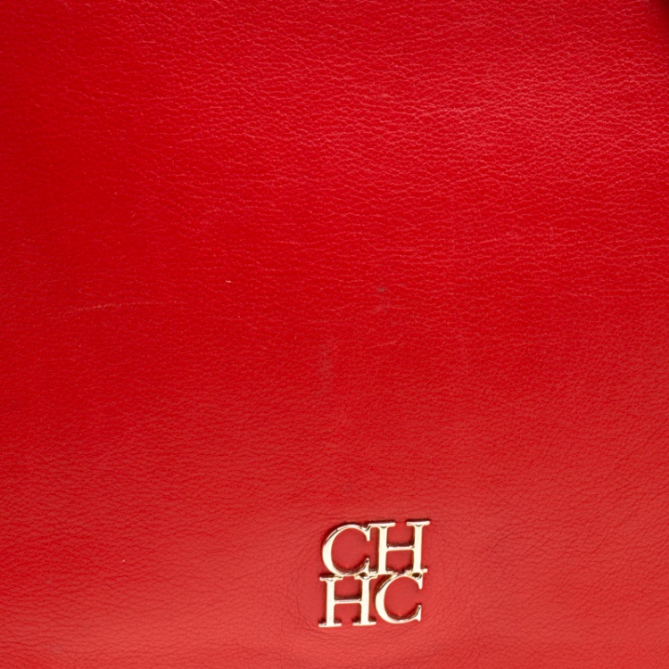 Pre Owned Carolina Herrera Red Leather New Baltazar Flap Shoulder Bag