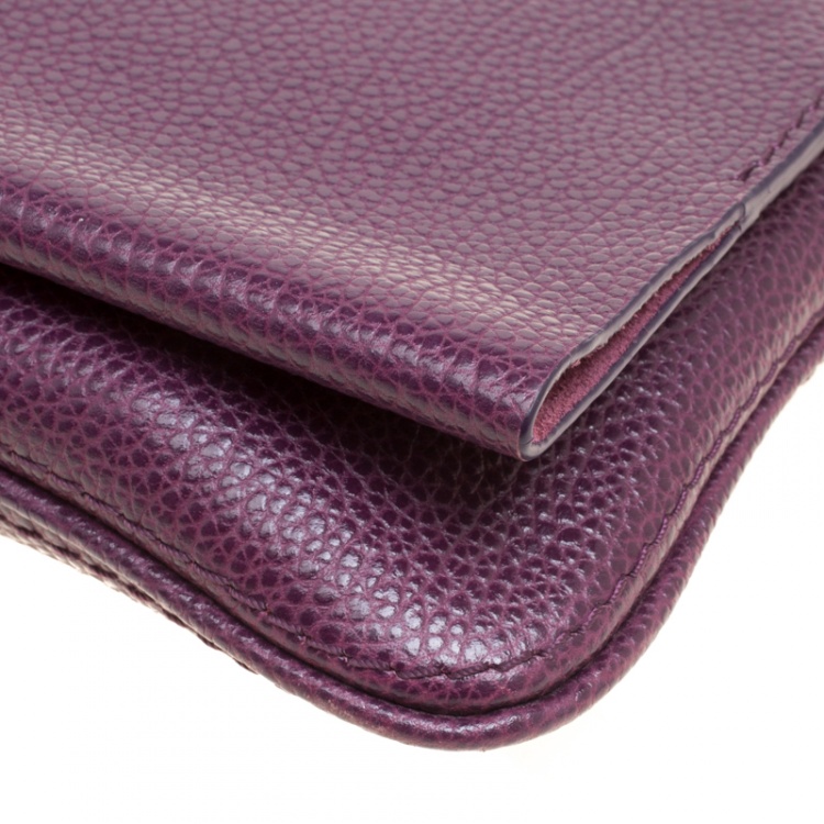 Pre Owned Carolina Herrera Purple Leather Chain Clutch