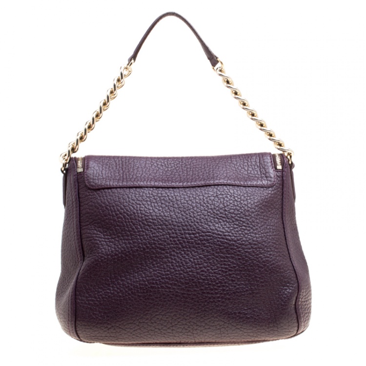 Pre Owned  Carolina Herrera Burgundy Leather Tassel Hobo