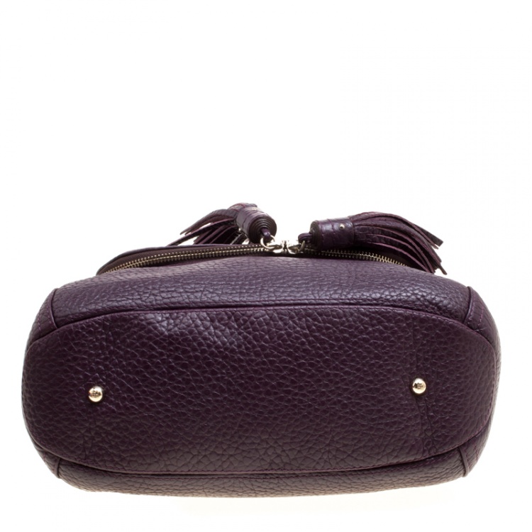 Pre Owned  Carolina Herrera Burgundy Leather Tassel Hobo