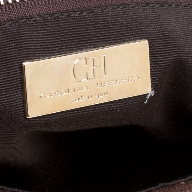 Pre Owned  Carolina Herrera Burgundy Leather Tassel Hobo