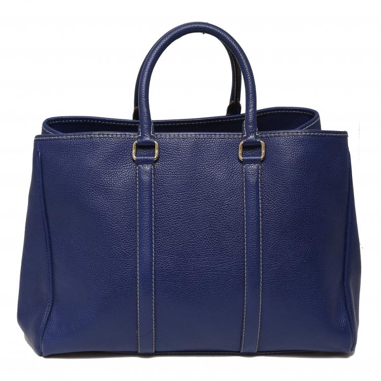 Pre Owned Carolina Herrera Blue Leather Matteo Tote