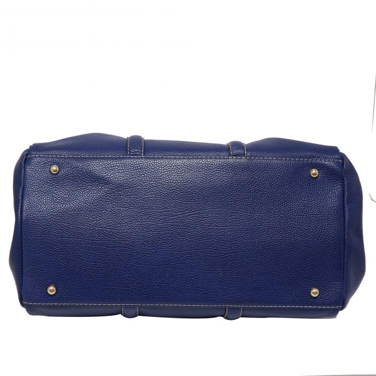 Pre Owned Carolina Herrera Blue Leather Matteo Tote