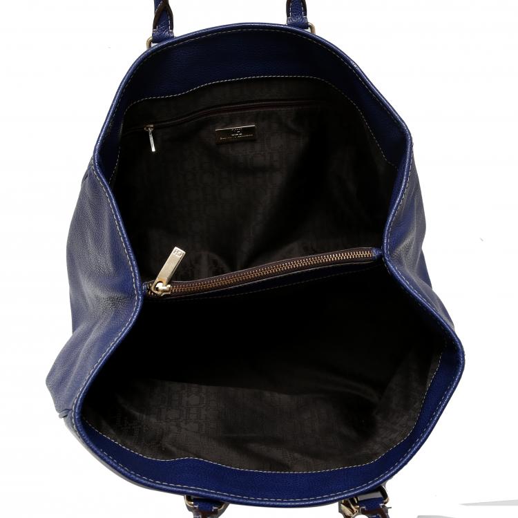 Pre Owned Carolina Herrera Blue Leather Matteo Tote