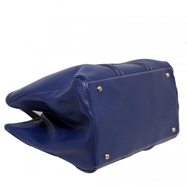 Pre Owned Carolina Herrera Blue Leather Matteo Tote