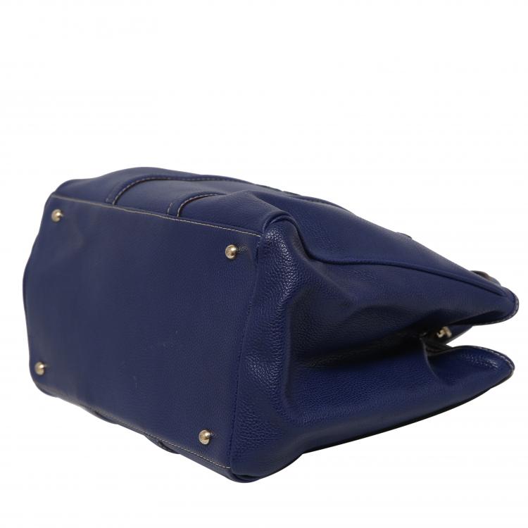 Pre Owned Carolina Herrera Blue Leather Matteo Tote