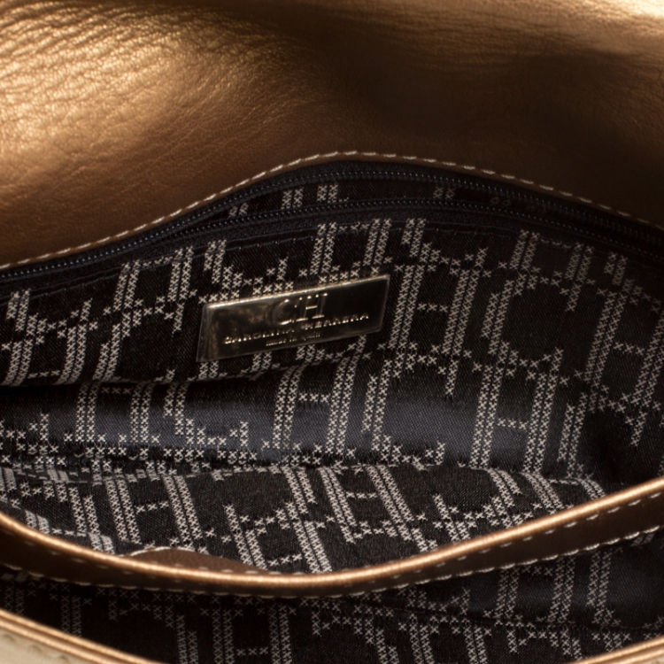 Pre Owned Carolina Herrera Gold Quilted Leather Clutch