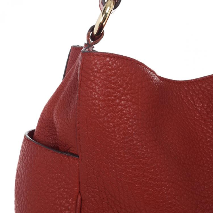 Pre Owned Carolina Herrera Red Leather Hobo