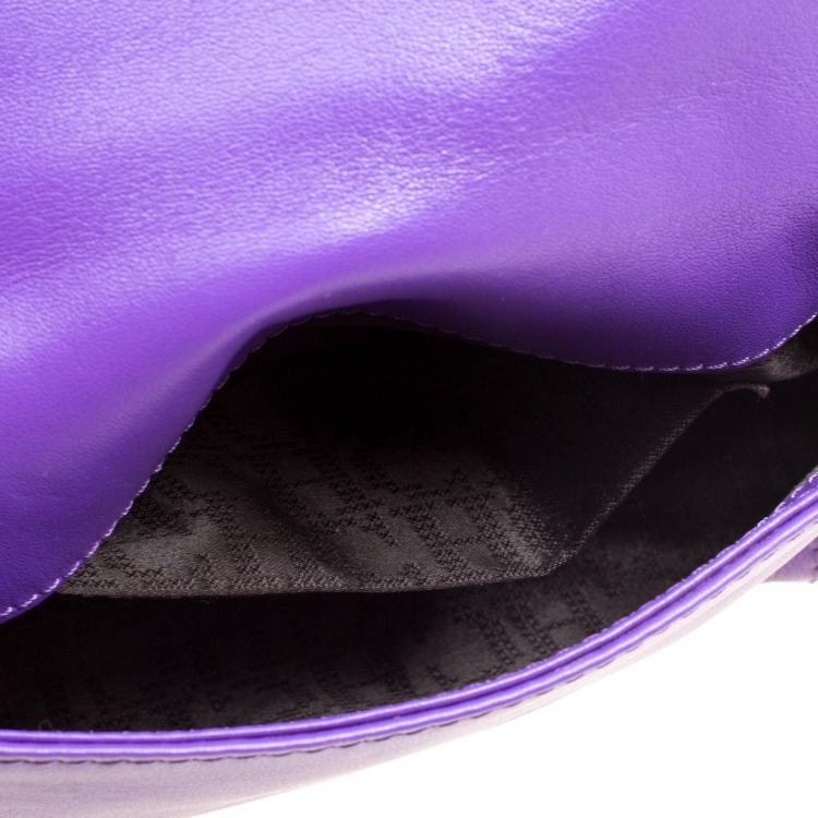 Pre Owned Carolina Herrera Purple Leather Shoulder Bag