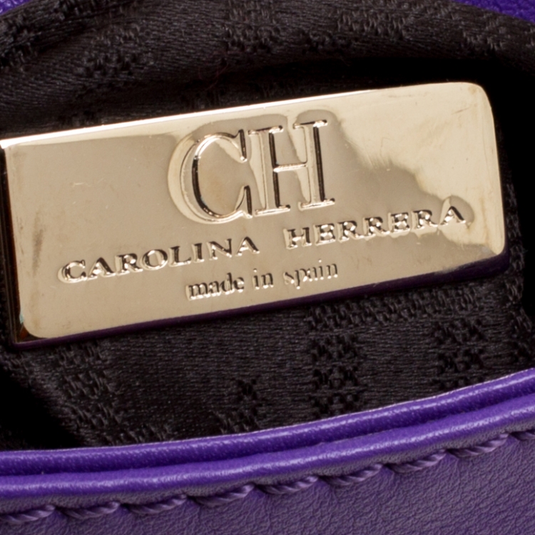 Pre Owned Carolina Herrera Purple Leather Shoulder Bag