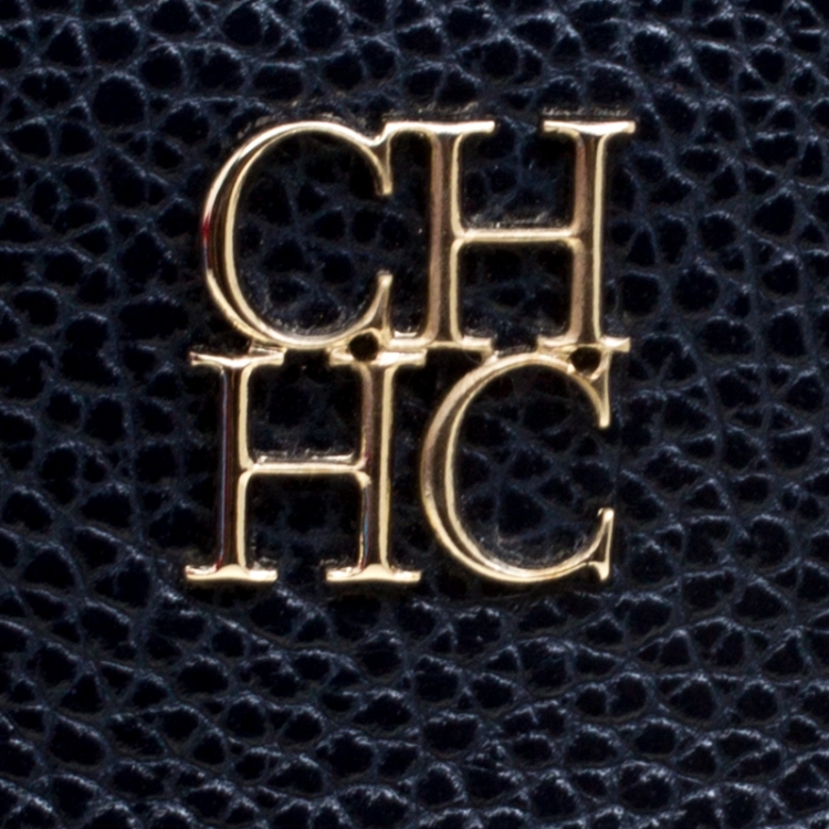 Pre Owned Carolina Herrera Blue Leather Minuetto Top Handle Flap Shoulder Bag