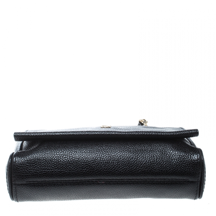 Pre Owned Carolina Herrera Black Leather Chain Shoulder Bag