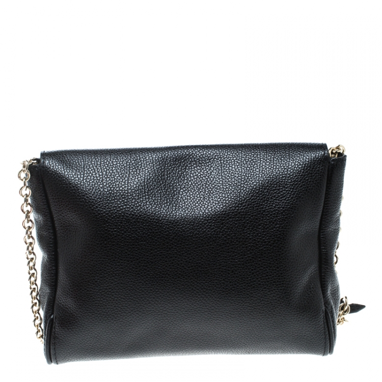Pre Owned Carolina Herrera Black Leather Chain Shoulder Bag