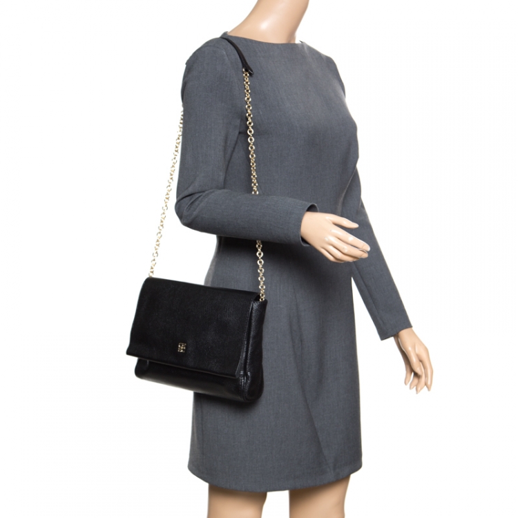 Pre Owned Carolina Herrera Black Leather Chain Shoulder Bag