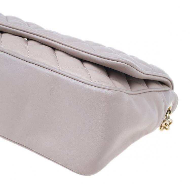 Pre Owned Carolina Herrera Beige Quilted Leather Crossbody Bag