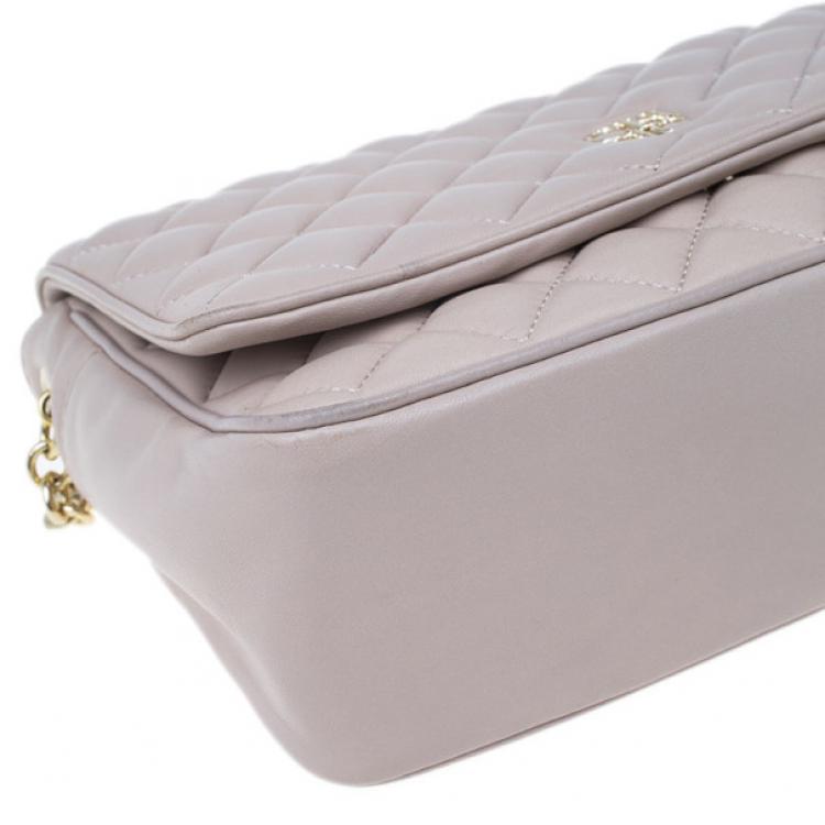 Pre Owned Carolina Herrera Beige Quilted Leather Crossbody Bag